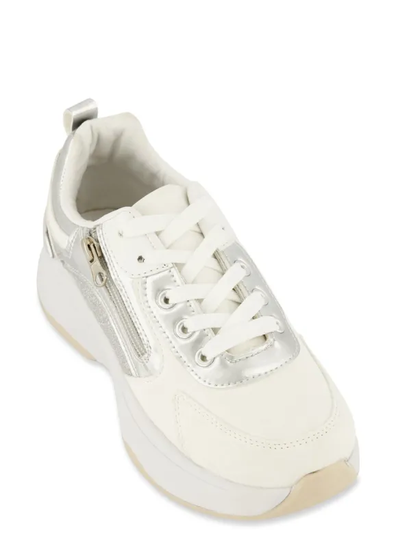 Zip Detail Lace Up Platform Athletic Sneakers sold by Rainbow