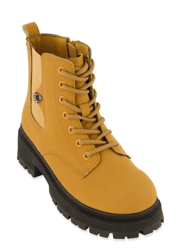 Lace Up Lug Sole Booties sold by Rainbow