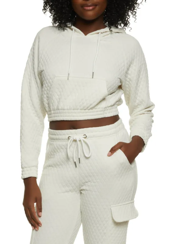 Quilted Cropped Pullover Hoodie sold by Rainbow