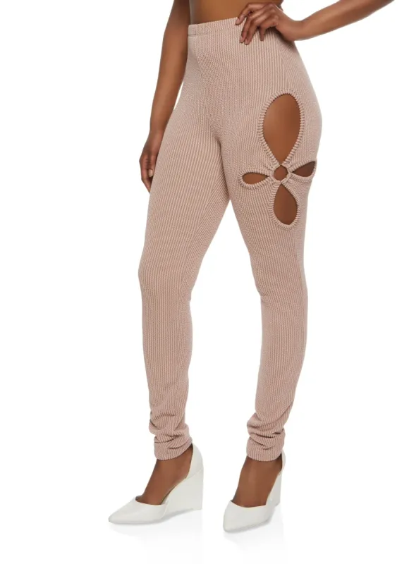 Ribbed O Ring Cut Out Leggings sold by Rainbow