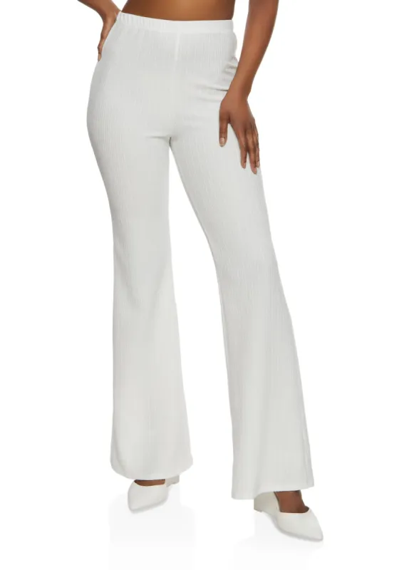 Textured Knit High Waist Flare Pants sold by Rainbow