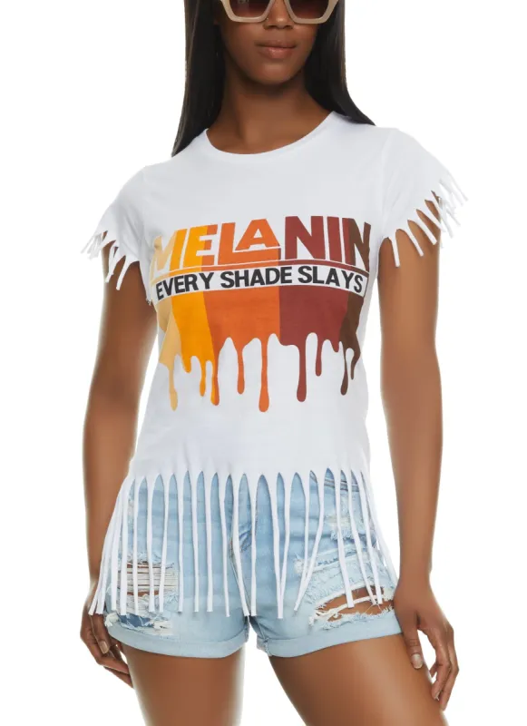 Melanin Every Shade Slays Fringe Graphic Tee sold by Rainbow