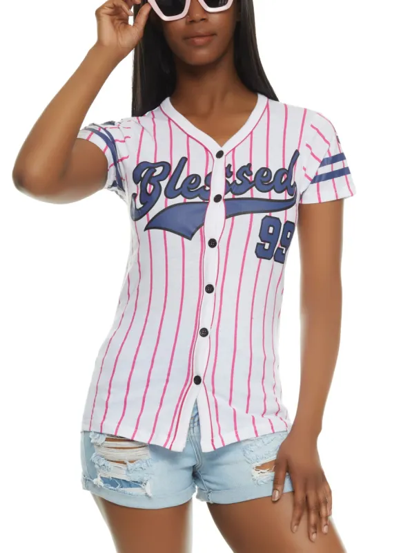 Blessed 99 Graphic Baseball Jersey sold by Rainbow