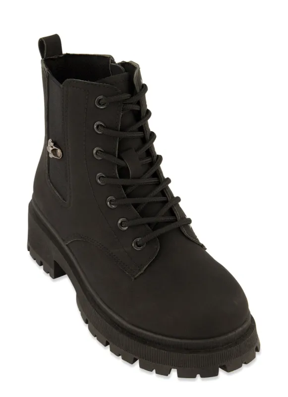 Lace Up Lug Sole Booties sold by Rainbow