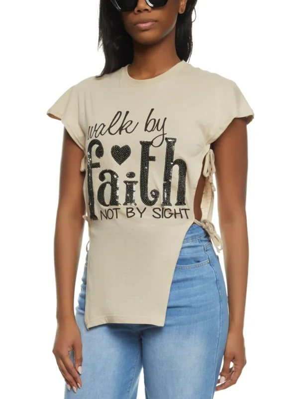 Sequin Walk By Faith Tie Side Graphic Top sold by Rainbow