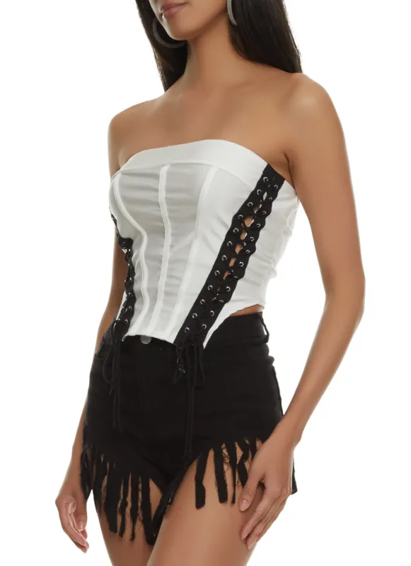 Lace Up Corset Tube Top sold by Rainbow