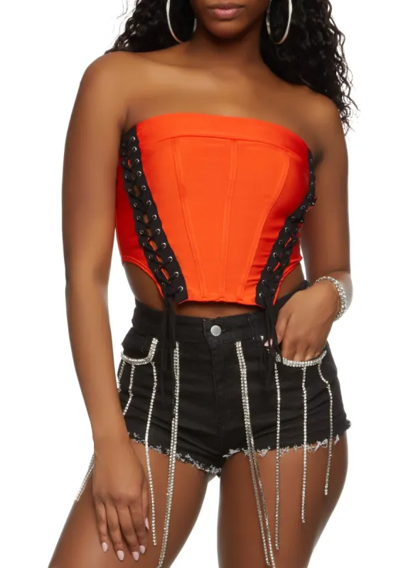 Lace Up Corset Tube Top sold by Rainbow