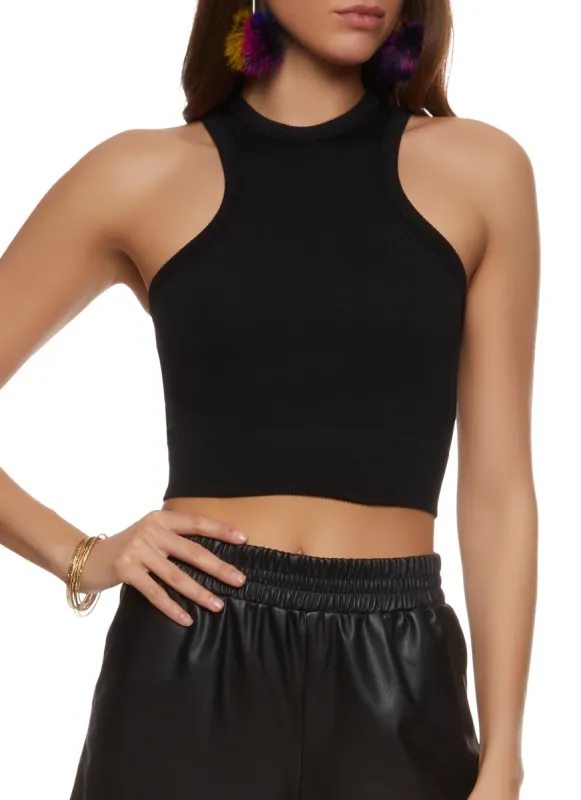 Rib Knit Seamless Cropped Tank Top sold by Rainbow