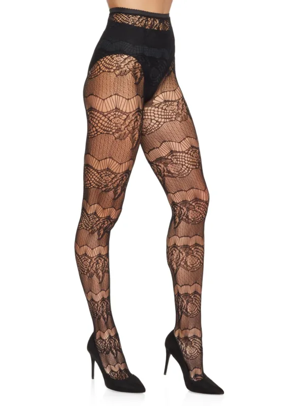 Patterned Detail Fishnet Tights sold by Rainbow