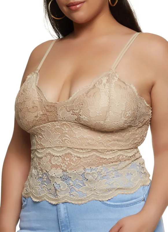Plus Size Scalloped Lace Tiered Cami sold by Rainbow