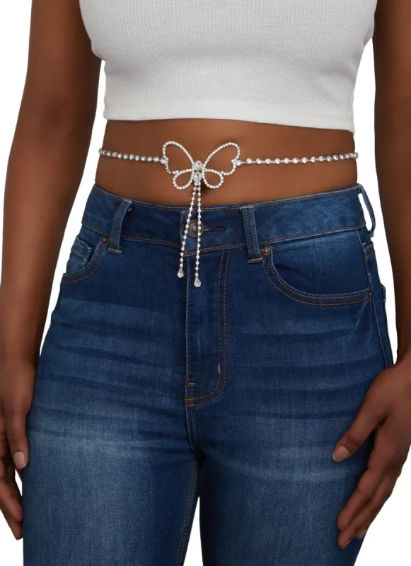 Butterfly Rhinestone Belly Chain sold by Rainbow