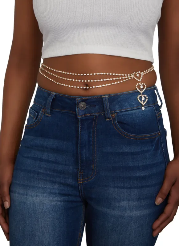 Heart Rhinestone Belly Chain sold by Rainbow