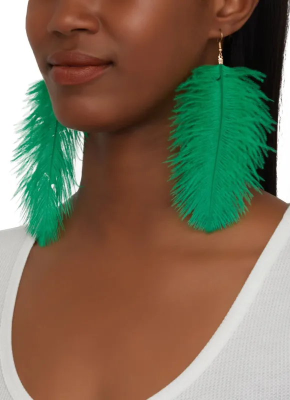 Fluffy Feather Drop Earrings sold by Rainbow