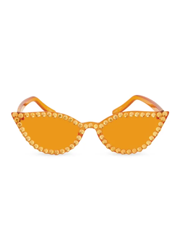 Rhinestone Trim Cat Eye Sunglasses sold by Rainbow