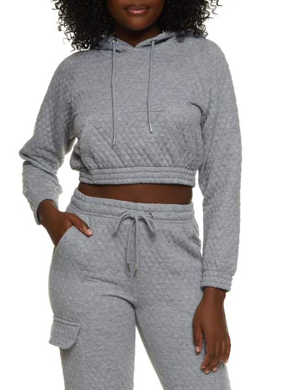 Quilted Cropped Pullover Hoodie sold by Rainbow
