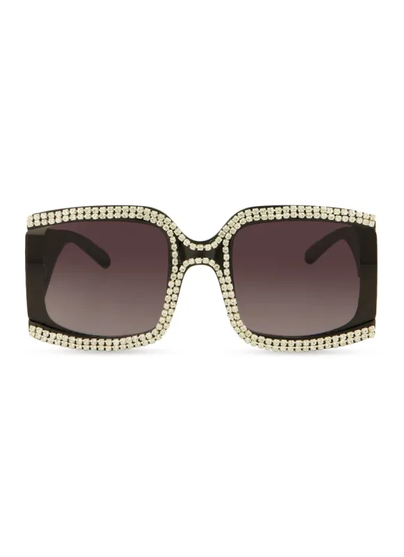 Rhinestone Trim Oversized Square Sunglasses sold by Rainbow