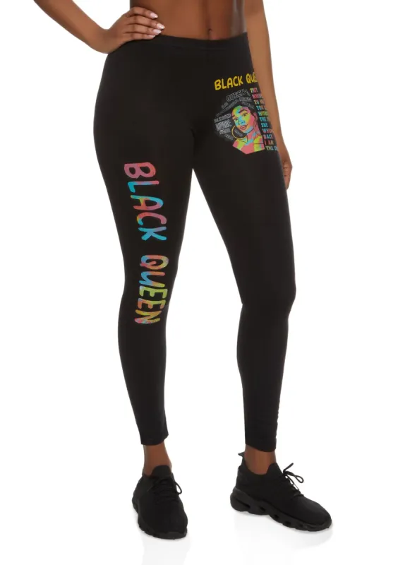 Black Queen Graphic Leggings sold by Rainbow