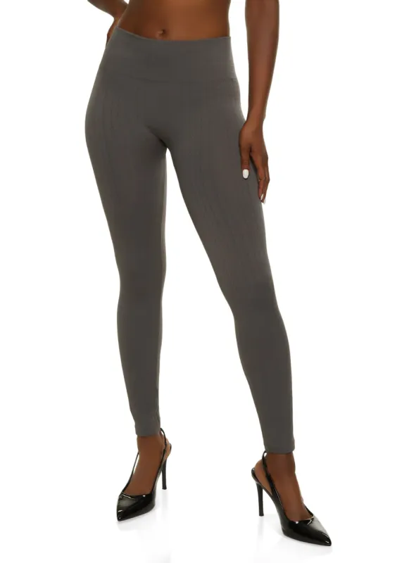 Basic Textured Knit Fleece Lined Leggings sold by Rainbow