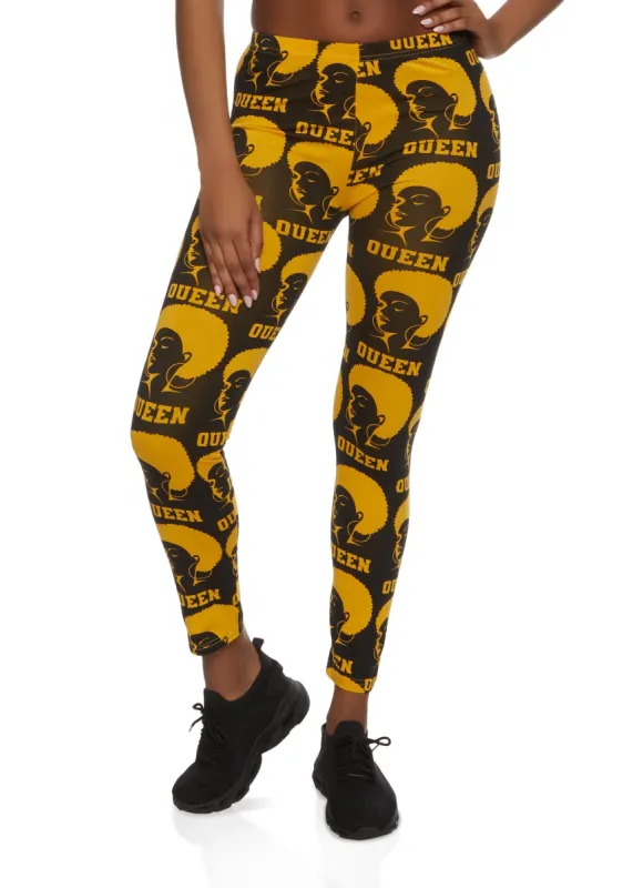 Afro Queen Graphic Leggings sold by Rainbow