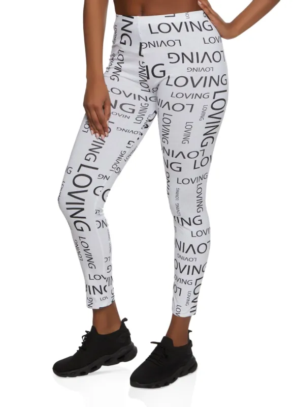 Loving Graphic Leggings sold by Rainbow