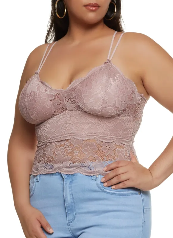 Plus Size Scalloped Lace Tiered Cami sold by Rainbow