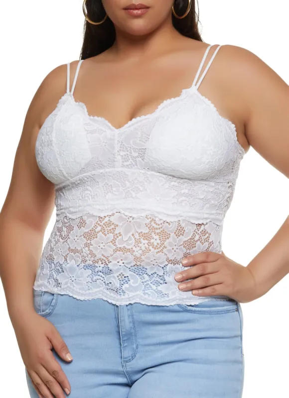 Plus Size Scalloped Lace Tiered Cami sold by Rainbow