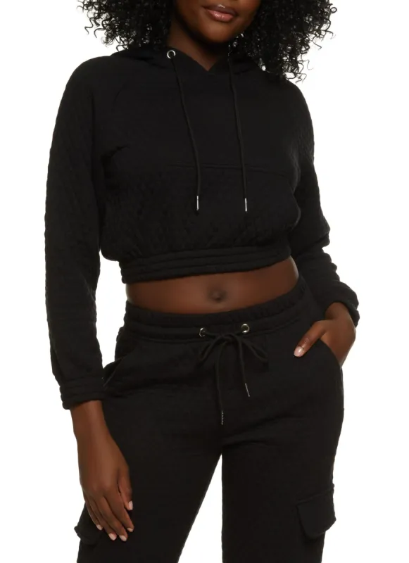 Quilted Cropped Pullover Hoodie sold by Rainbow