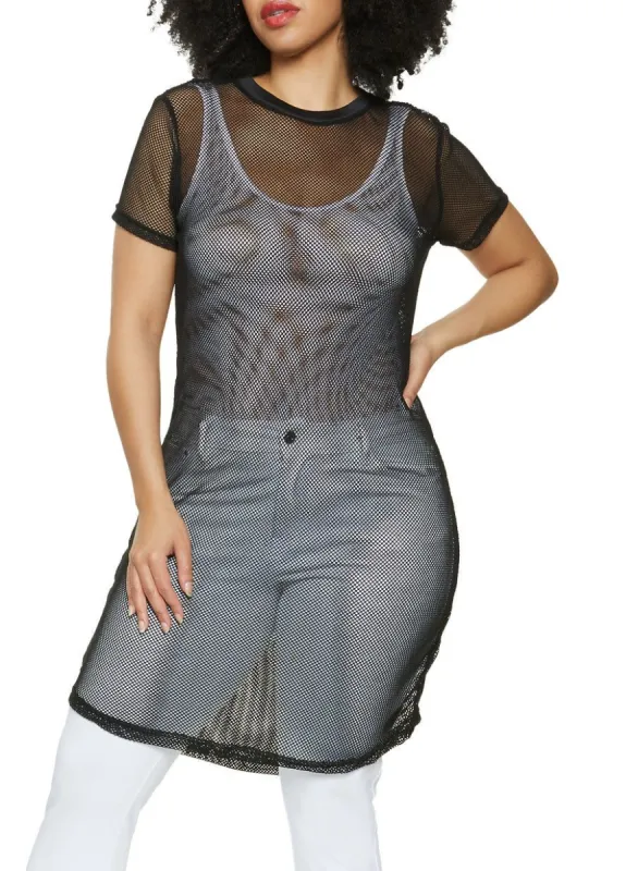 Plus Size Tunic Top Fishnet sold by Rainbow