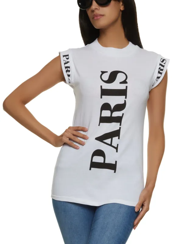 Paris Cap Sleeve Graphic Tee sold by Rainbow