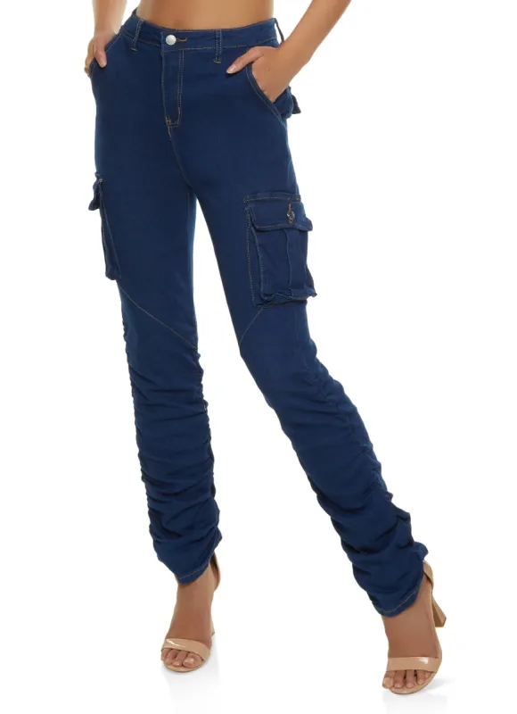 Cargo Pocket Ruched Skinny Jeans sold by Rainbow