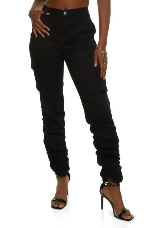 Cargo Pocket Ruched Skinny Jeans made by Rainbow