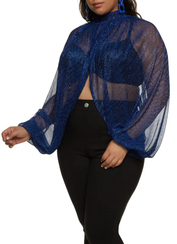 Plus Size Lurex Tie Back Split Hem Top sold by Rainbow