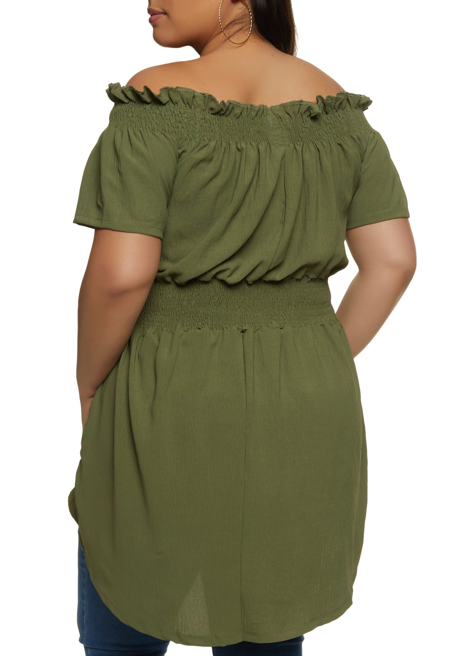 Plus Size Off the Shoulder High Low Smocked Peasant Top sold by Rainbow product image thumbnail 2
