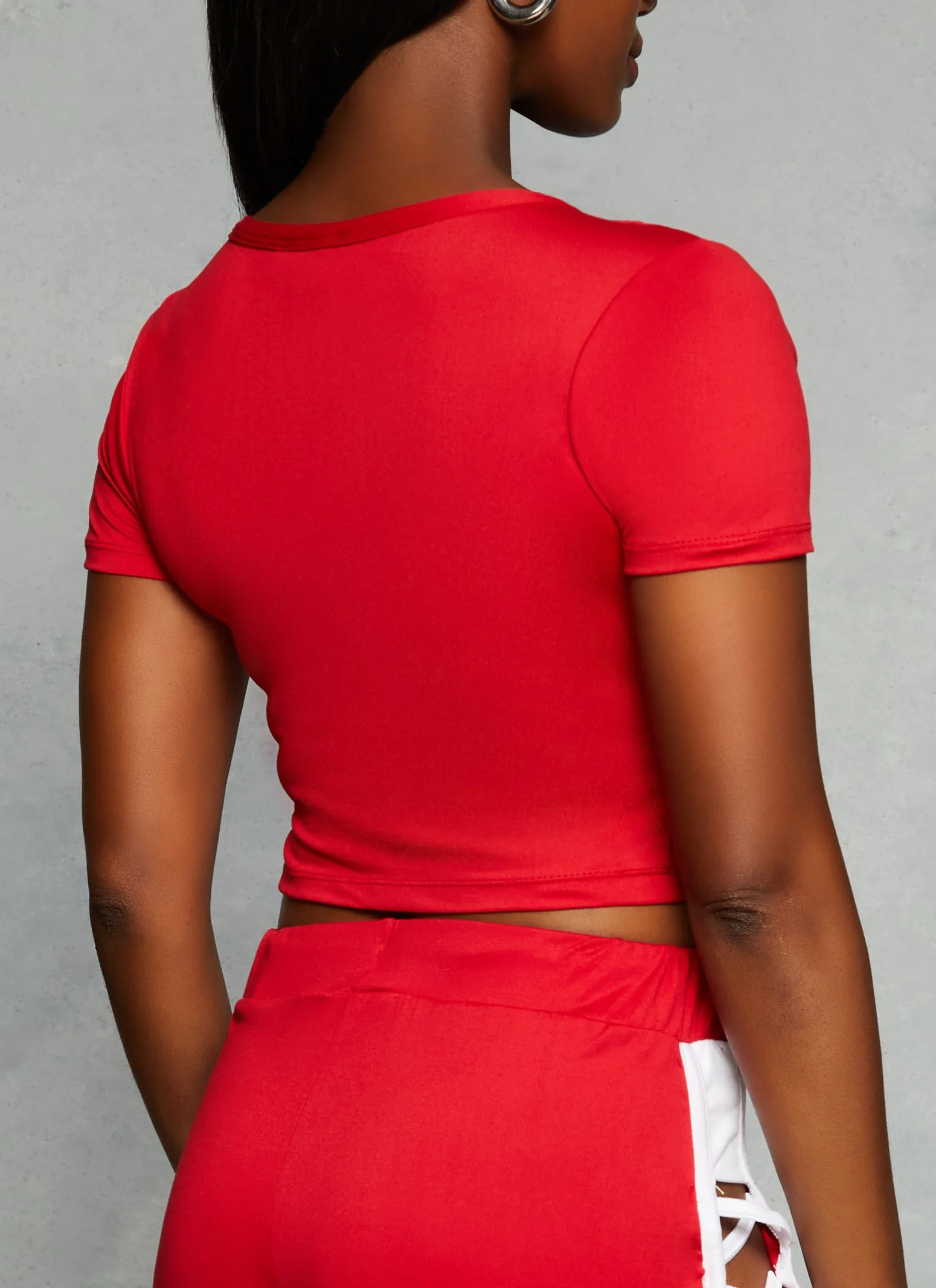 Slashed Foil USA Graphic Crop Top sold by Rainbow product image thumbnail 3