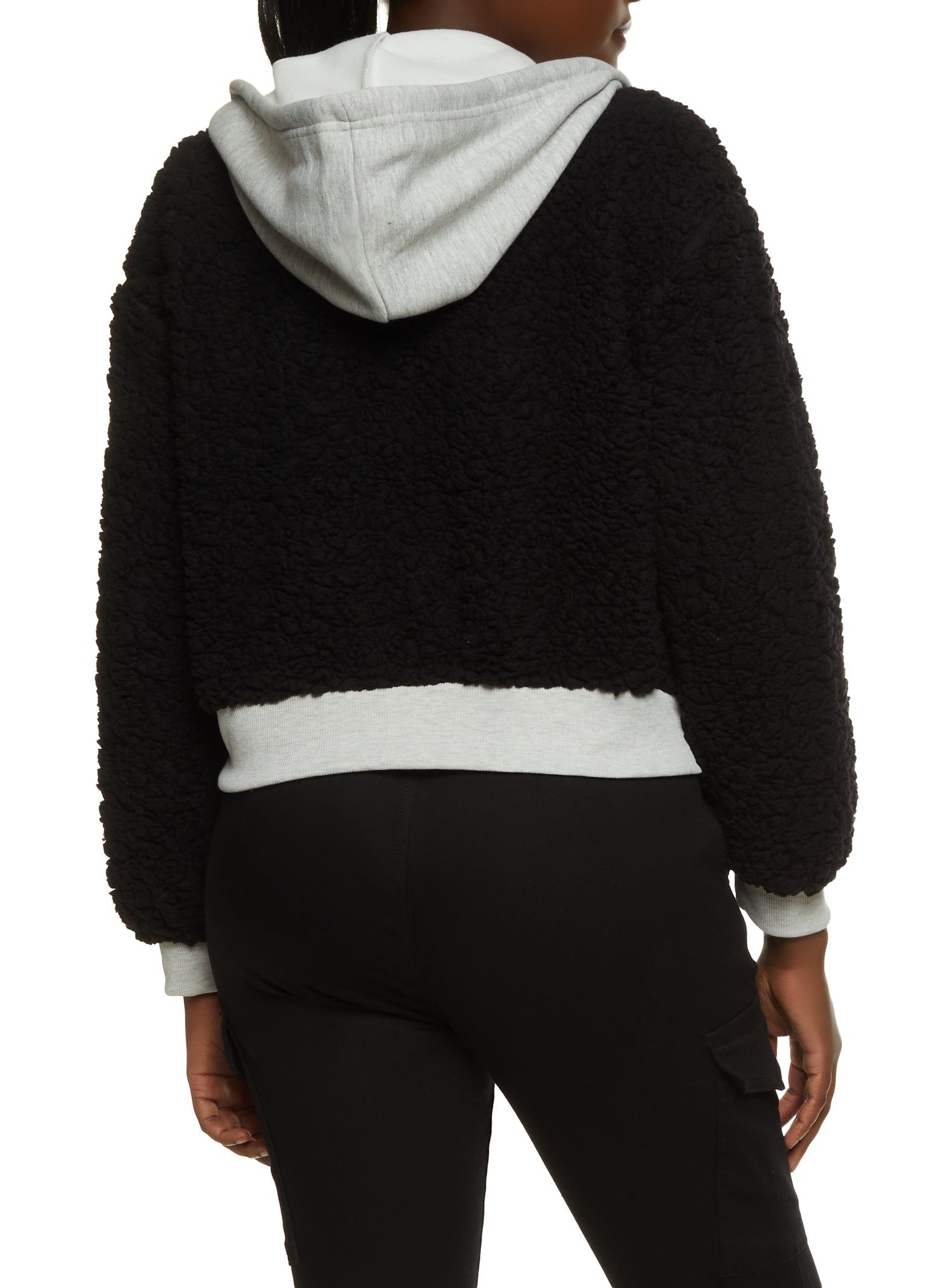 Hooded Zip Front Sherpa Teddy Jacket sold by Rainbow product image thumbnail 3