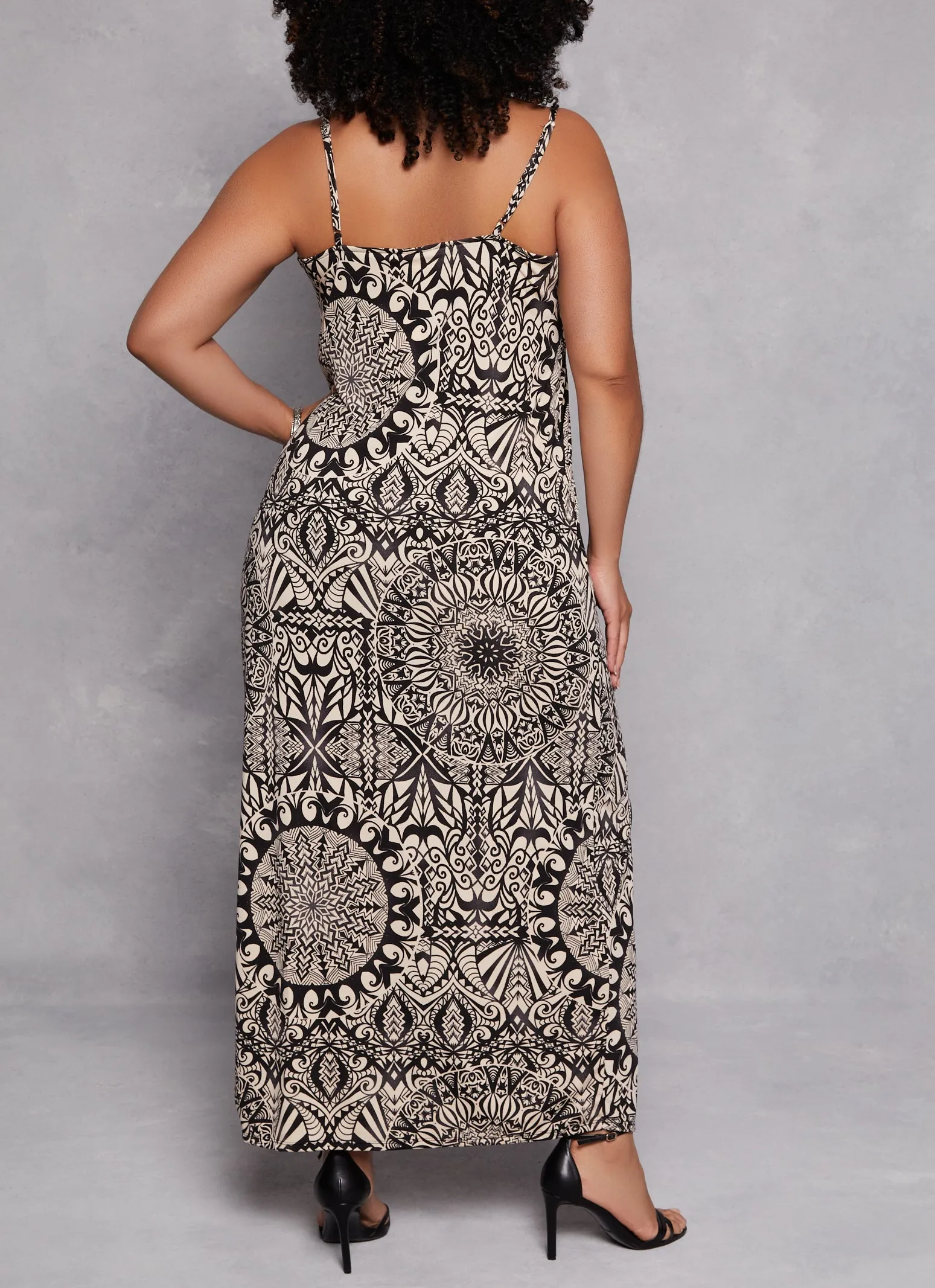 Plus Size Printed Side Slit Cami Maxi Dress sold by Rainbow product image thumbnail 3
