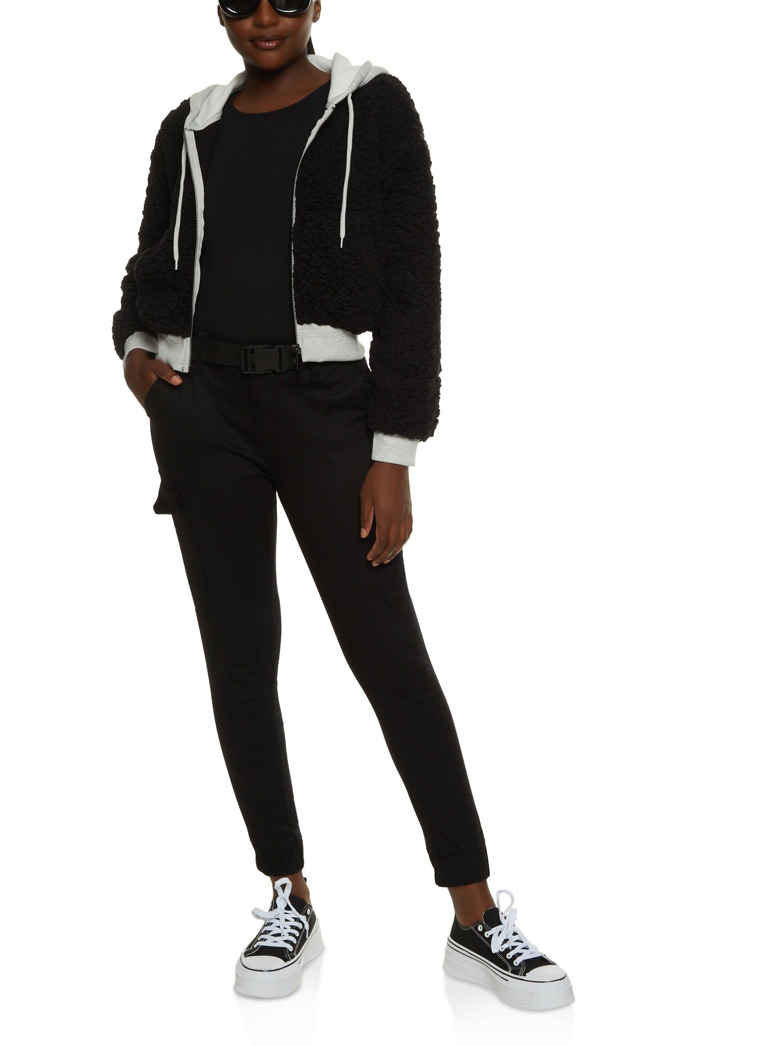 Hooded Zip Front Sherpa Teddy Jacket sold by Rainbow product image thumbnail 2