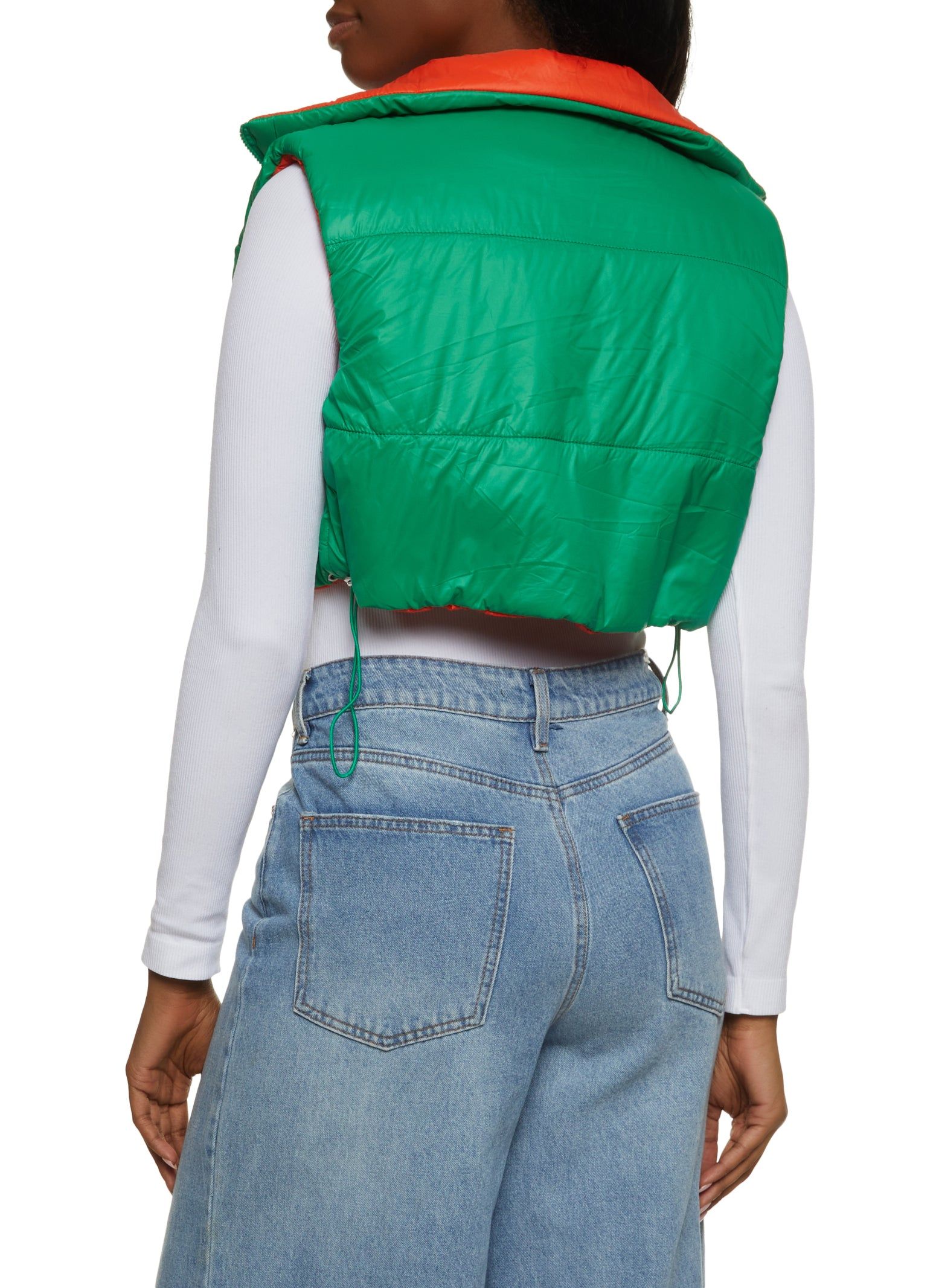 Drawstring Hem Cropped Puffer Vest sold by Rainbow product image thumbnail 2