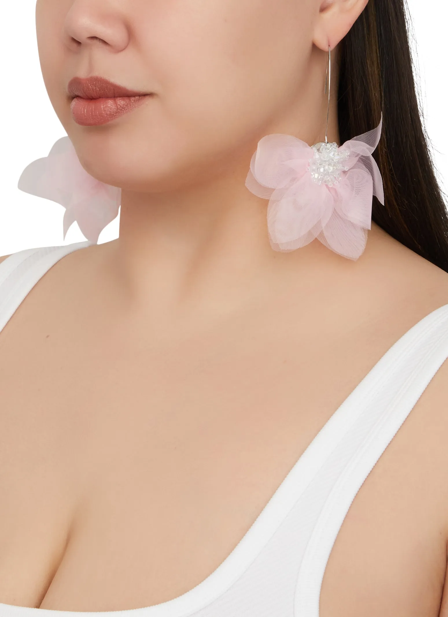 Mesh Floral Dangle Earrings sold by Rainbow