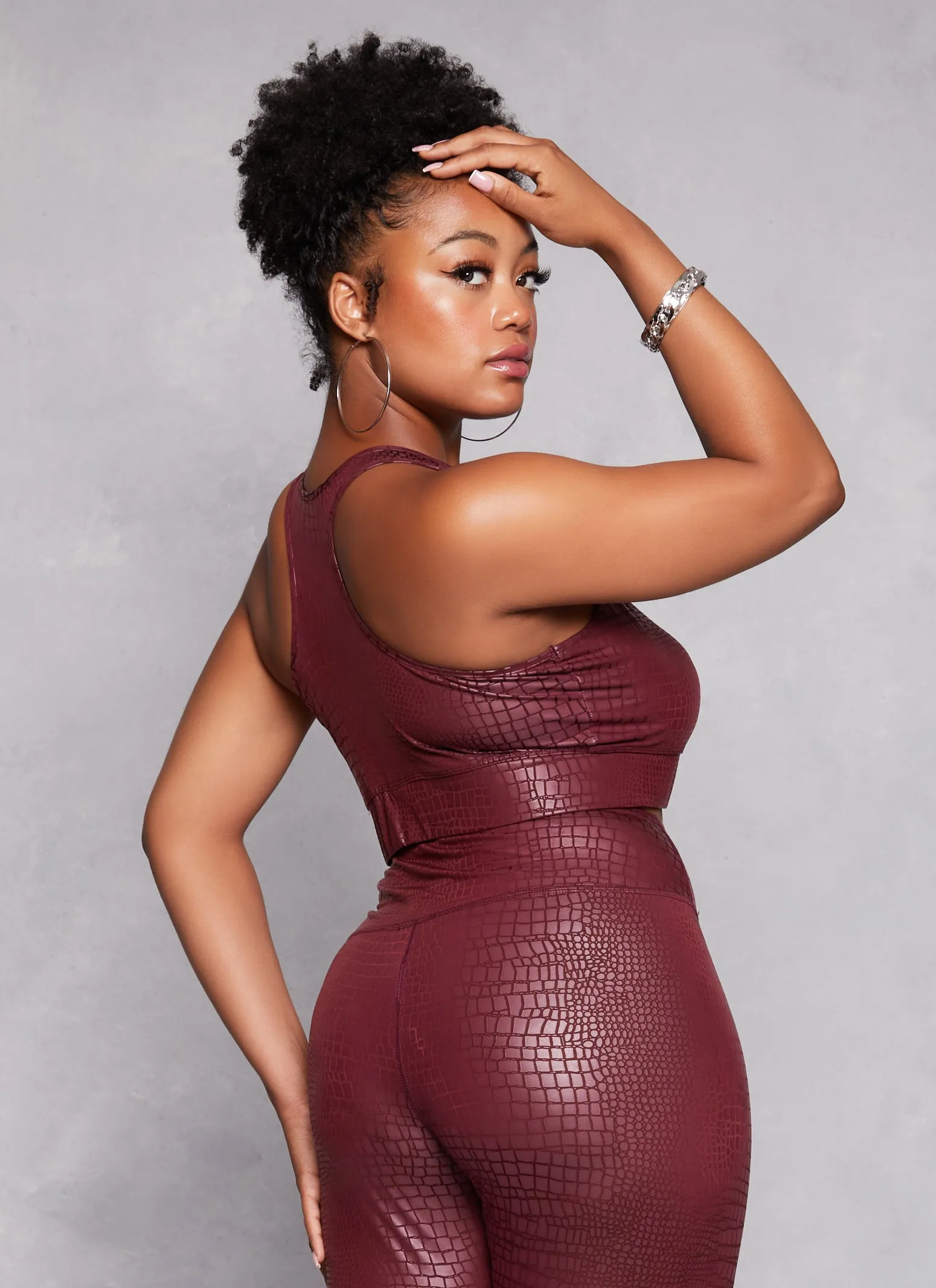 Plus Size Faux Croc Print Racerback Sports Bra sold by Rainbow product image thumbnail 3