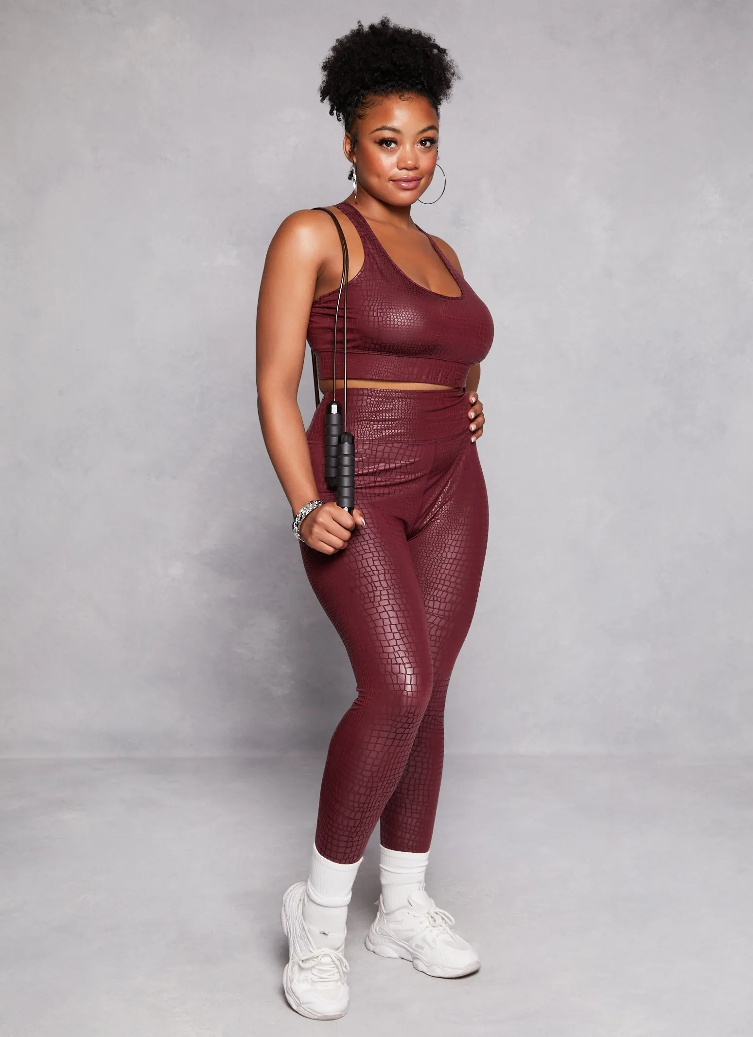 Plus Size Faux Croc Print Racerback Sports Bra sold by Rainbow product image thumbnail 2