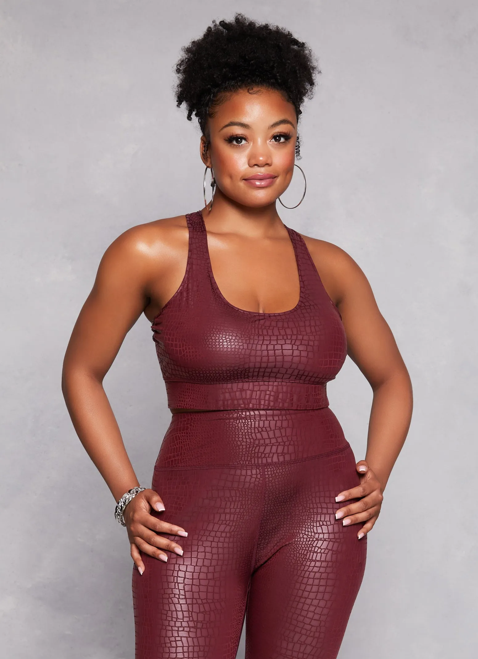 Plus Size Faux Croc Print Racerback Sports Bra sold by Rainbow