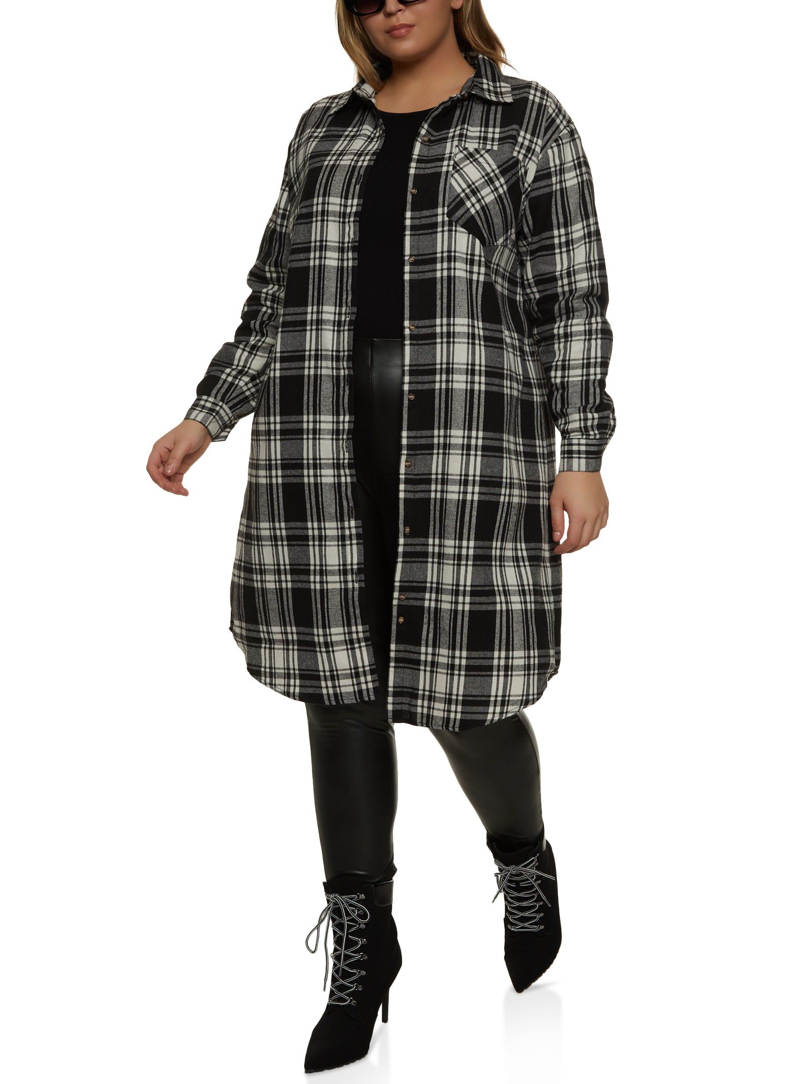 Plus Size Oversized Button Front Shacket sold by Rainbow product image thumbnail 2