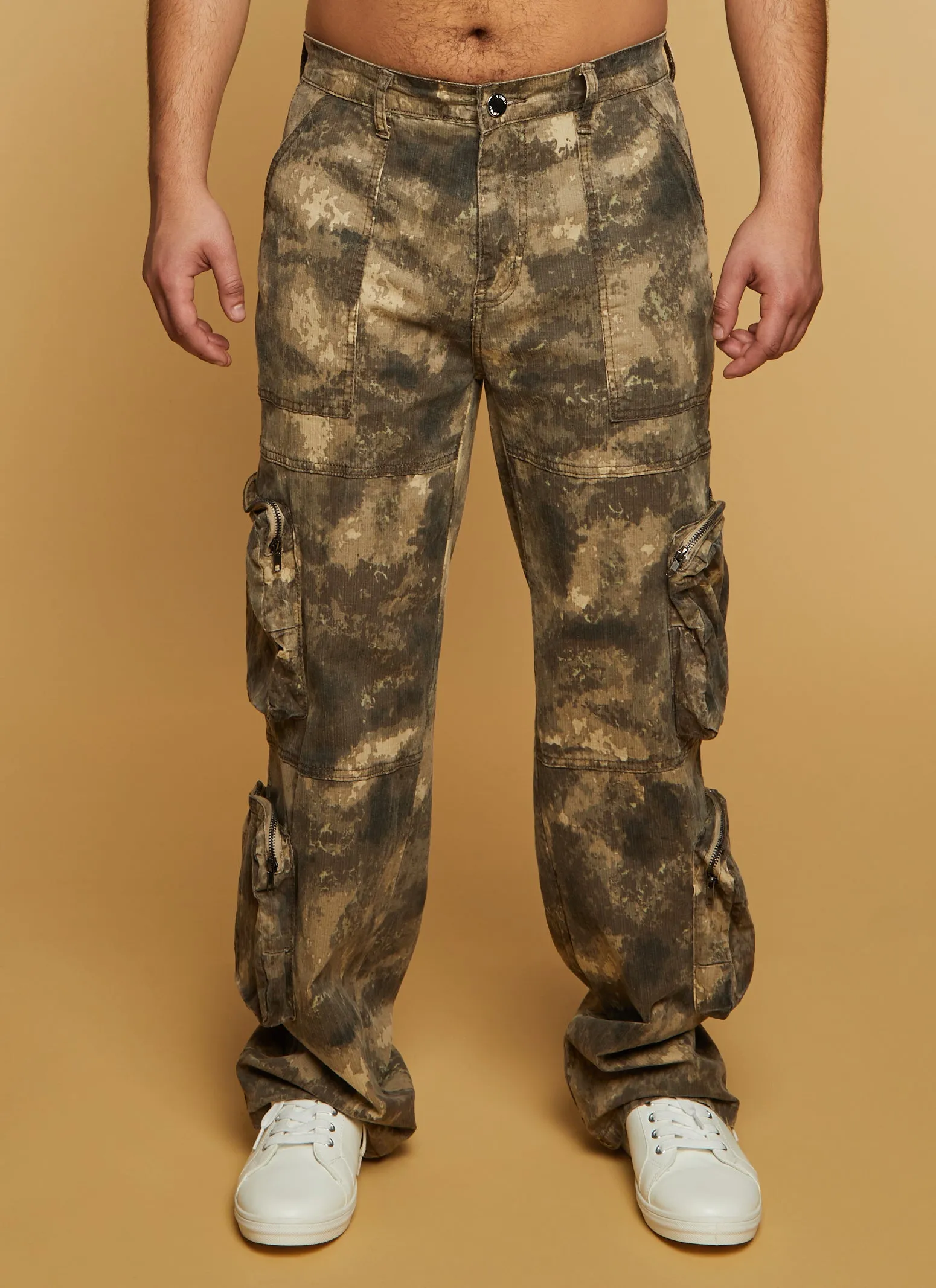 Mens Zipper Detail Straight Leg Cargo Pants sold by Rainbow product image thumbnail 2