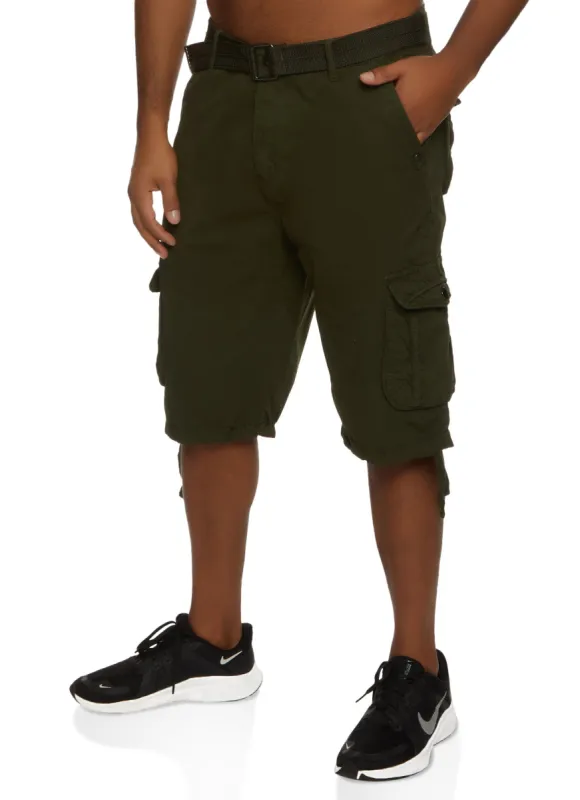 Mens Twill Belted Cargo Shorts sold by Rainbow