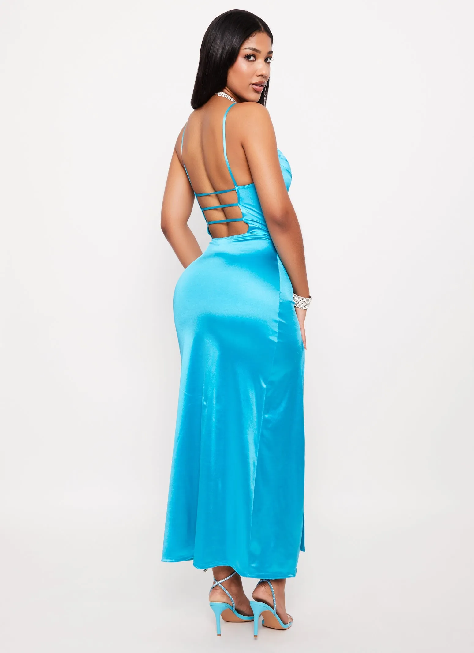 Satin Caged Back Maxi Dress sold by Rainbow product image thumbnail 3