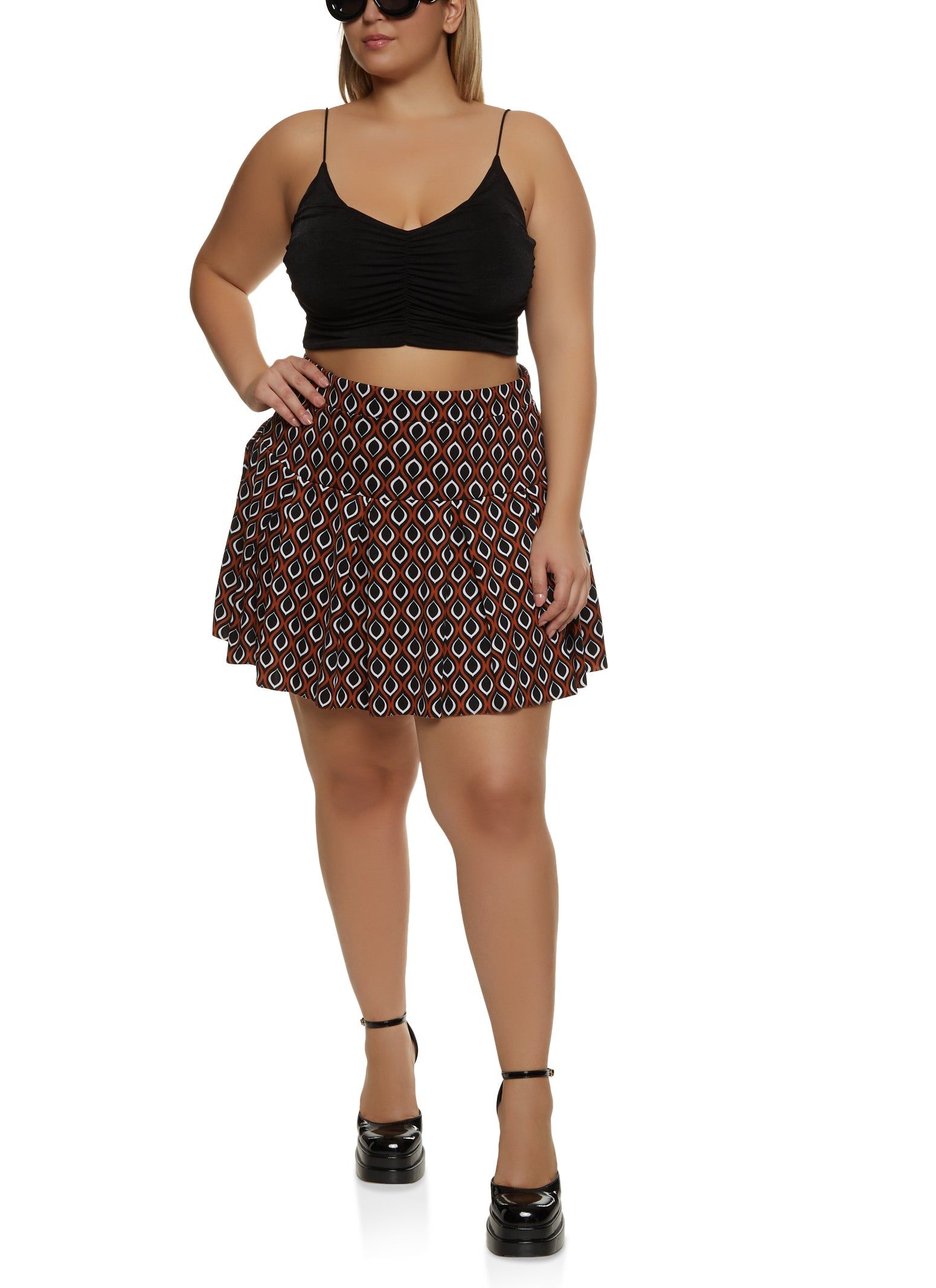 Plus Size Printed High Waist Pleated Skirt sold by Rainbow product image thumbnail 2