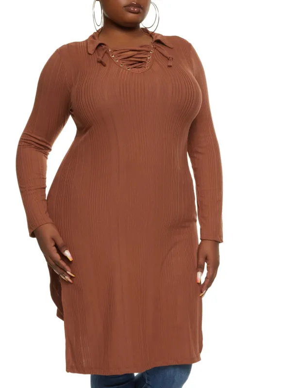 Plus Size Lace Up V Neck Maxi Top sold by Rainbow