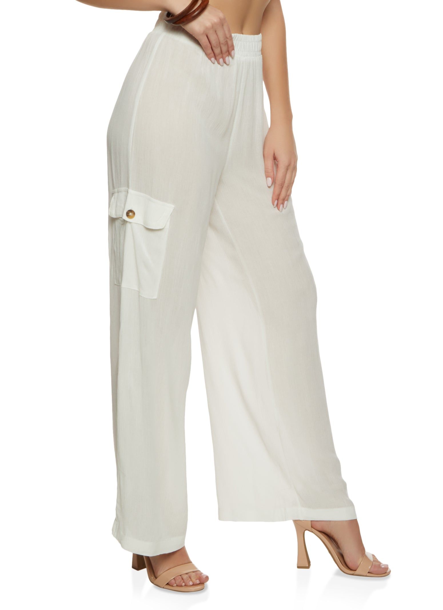 Gauze Knit Cargo Pocket Wide Leg Pants sold by Rainbow