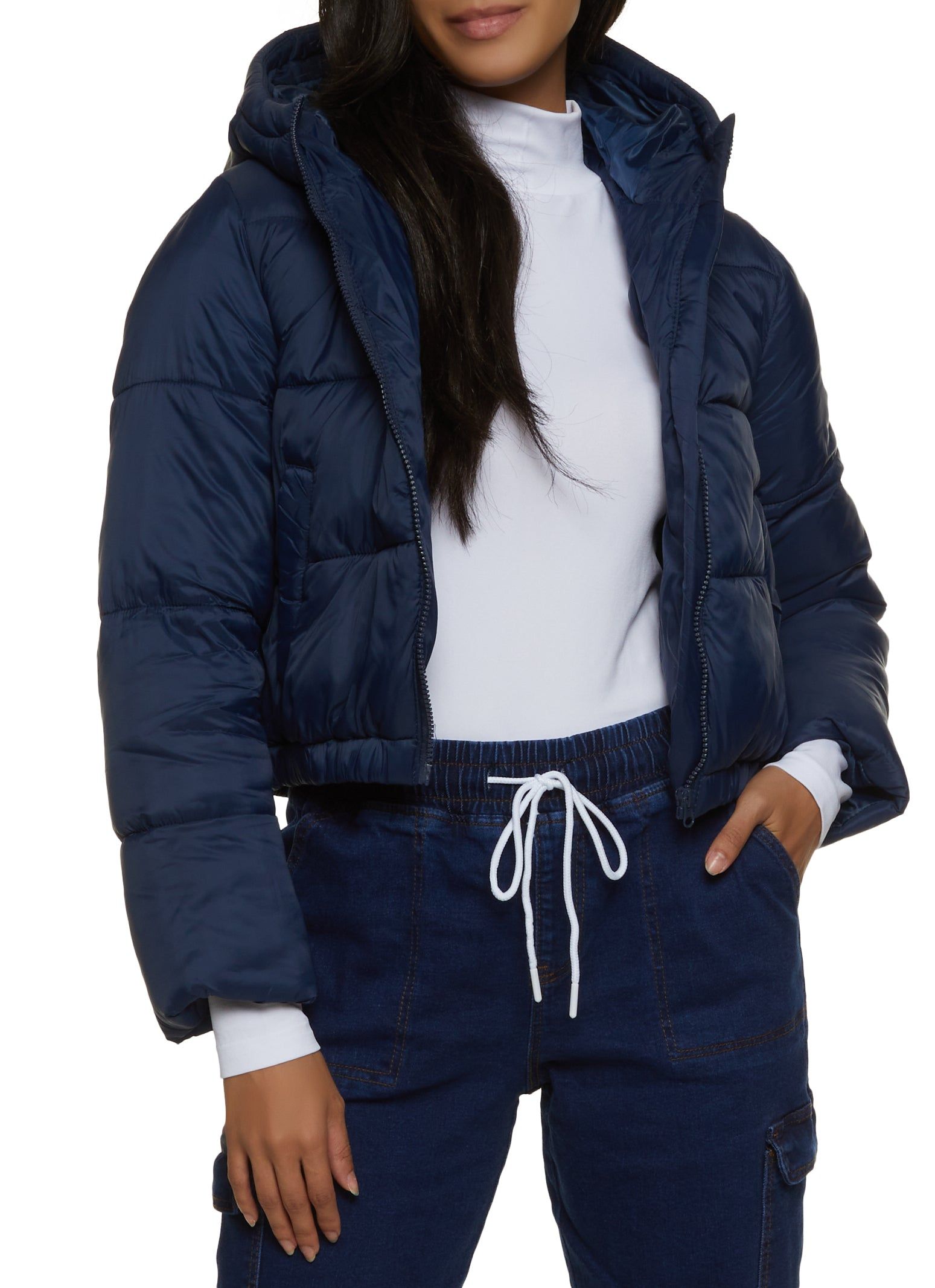 Hooded Zip Front Puffer Jacket sold by Rainbow